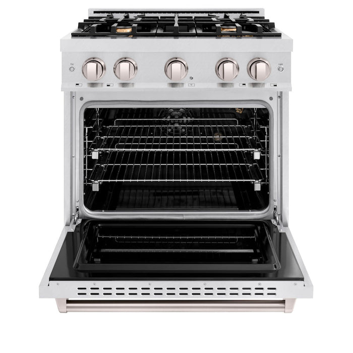 ZLINE 30 in. 4.2 cu. ft. Classic Gas Range with Convection Gas Oven in Satin Stainless Steel with 4 Brass Burners (CGRS-BR-30)