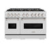ZLINE 48 in. 6.7 cu. ft. Classic Double Oven Gas Range in Satin Stainless Steel with 8 Brass Burners (CGRS-BR-48)