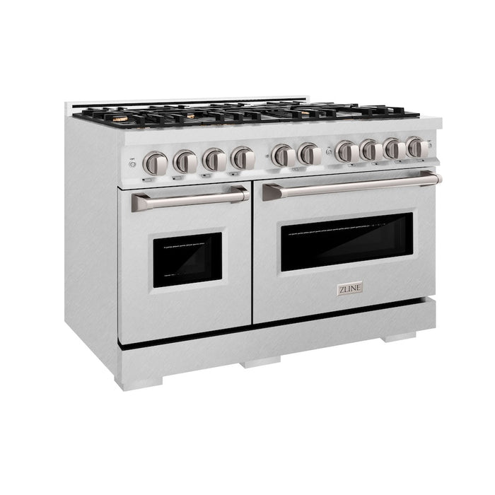 ZLINE 48 in. 6.7 cu. ft. Classic Double Oven Gas Range in Satin Stainless Steel with 8 Brass Burners (CGRS-BR-48)