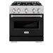 ZLINE 30 in. 4.2 cu. ft. Classic Dual Fuel Range with 4 Burner Gas Cooktop and Electric Convection Oven in Stainless Steel with Black Matte Door (CDR-BLM-30)