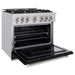 ZLINE 36 in. 5.2 cu. ft. Classic Gas Range with 6 Burner Cooktop and Convection Gas Oven in Stainless Steel with Black Matte Door (CGR-BLM-36)