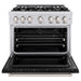 ZLINE 36 in. 5.2 cu. ft. Classic Dual Fuel Range with 6 Burner Gas Cooktop and Electric Convection Oven in Stainless Steel with Black Matte Door (CDR-BLM-36)