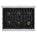 ZLINE 36 in. 5.2 cu. ft. Classic Dual Fuel Range with 6 Burner Gas Cooktop and Electric Convection Oven in Stainless Steel with Black Matte Door (CDR-BLM-36)