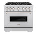 ZLINE 36 in. 5.2 cu. ft. Classic Dual Fuel Range with 6 Burner Gas Cooktop and Electric Convection Oven in Stainless Steel (CDR36)