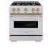 ZLINE Autograph Edition 30 in. 4.2 cu. ft. Classic Dual Fuel Range with 4 Burner Gas Cooktop and Electric Convection Oven in Stainless Steel with Champagne Bronze Accents (CDRZ-30-CB)