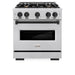 ZLINE Autograph Edition 30 in. 4.2 cu. ft. Classic Dual Fuel Range with 4 Burner Gas Cooktop and Electric Convection Oven in Stainless Steel with Matte Black Accents (CDRZ-30-MB)