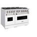 ZLINE 48 in. 6.7 cu. ft. Classic Double Oven Dual Fuel Range with 8 Burner Gas Cooktop in Stainless Steel with White Matte Doors (CDR-WM-48)