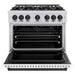 ZLINE Autograph Edition 36 in. 5.2 cu. ft. Classic Gas Range with 6 Burner Cooktop and Convection Gas Oven in Stainless Steel with White Matte Door and Matte Black Accents (CGRZ-WM-36-MB)