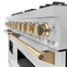 ZLINE Autograph Edition 48 in. 6.7 cu. ft. Classic Double Oven Gas Range with 8 Burner Cooktop in Stainless Steel and Polished Gold Accents (CGRZ-48-G)