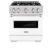 ZLINE 30 in. 4.2 cu. ft. Classic Gas Range with 4 Burner Cooktop and Convection Gas Oven in Stainless Steel with White Matte Door (CGR-WM-30)