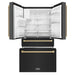 ZLINE Autograph Edition 36 in. 21.6 cu. ft Counter-Depth French Door Refrigerator with Water and Ice Dispenser in Fingerprint-Resistant Black Stainless Steel with Champagne Bronze Traditional Handles (RFMZ-W-36-BS-CB)
