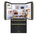 ZLINE Autograph Edition 36 in. 21.6 cu. ft Counter-Depth French Door Refrigerator with Water and Ice Dispenser in Fingerprint-Resistant Black Stainless Steel with Champagne Bronze Traditional Handles (RFMZ-W-36-BS-CB)