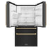 ZLINE Autograph Edition 36 in. 21.6 cu. ft Counter-Depth French Door Refrigerator with Water and Ice Dispenser in Fingerprint-Resistant Black Stainless Steel with Champagne Bronze Traditional Handles (RFMZ-W-36-BS-CB)