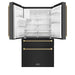 ZLINE Autograph Edition 36 in. 21.6 cu. ft. Counter-Depth French Door Refrigerator with Water and Ice Dispenser in Fingerprint-Resistant Black Stainless Steel with Champagne Bronze Helix Handles (RFMZ-W36-BS-KCB)