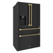 ZLINE Autograph Edition 36 in. 21.6 cu. ft. Counter-Depth French Door Refrigerator with Water and Ice Dispenser in Fingerprint-Resistant Black Stainless Steel with Champagne Bronze Helix Handles (RFMZ-W36-BS-KCB)