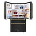 ZLINE Autograph Edition 36 in. 21.6 cu. ft. Counter-Depth French Door Refrigerator with Water and Ice Dispenser in Fingerprint-Resistant Black Stainless Steel with Polished Gold Helix Handles (RFMZ-W-36-BS-KG)