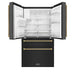 ZLINE Autograph Edition 36 in. 21.6 cu. ft. Counter-Depth French Door Refrigerator with Water and Ice Dispenser in Fingerprint-Resistant Black Stainless Steel with Polished Gold Helix Handles (RFMZ-W-36-BS-KG)