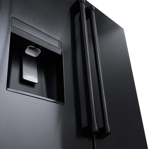 ZLINE 36 in. 28.9 cu. ft. Standard-Depth French Door External Water Dispenser Refrigerator with Dual Ice Maker in Fingerprint-Resistant Black Stainless Steel (RSM-W-36-BS)