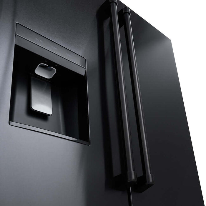 ZLINE 36 in. 28.9 cu. ft. Standard-Depth French Door External Water Dispenser Refrigerator with Dual Ice Maker in Fingerprint-Resistant Black Stainless Steel (RSM-W-36-BS)