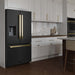 ZLINE Autograph Edition 36 in. 28.9 cu. ft. Standard-Depth French Door External Water Dispenser Refrigerator with Dual Ice Maker in Fingerprint-Resistant Black Stainless Steel and Polished Gold Modern Handles (RSMZ-W-36-BS-FG)