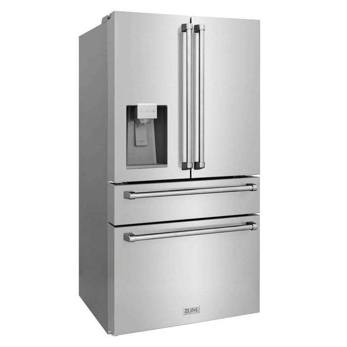 ZLINE 36 in. 21.6 cu. ft. Counter-Depth French Door Refrigerator with Water and Ice Dispenser with Extra Water Filter in Fingerprint-Resistant Stainless Steel (RFM-W-WF-36)