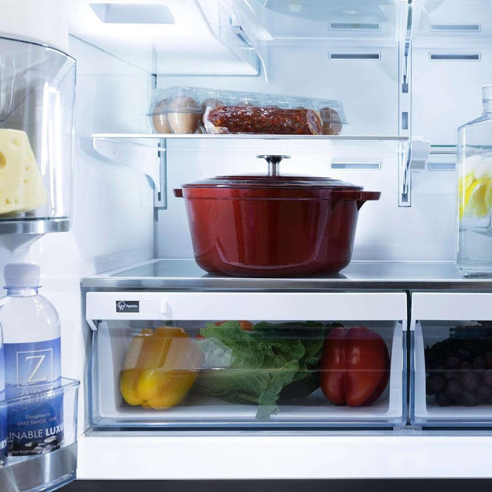 ZLINE 36 in. 21.6 cu. ft. Counter-Depth French Door Refrigerator with Water and Ice Dispenser with Extra Water Filter in Fingerprint-Resistant Black Stainless Steel (RFM-W-WF-36-BS)