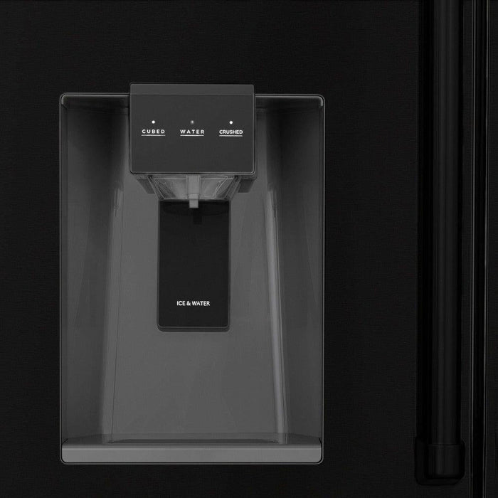 ZLINE 36 in. 21.6 cu. ft. Counter-Depth French Door Refrigerator with Water and Ice Dispenser with Extra Water Filter in Fingerprint-Resistant Black Stainless Steel (RFM-W-WF-36-BS)