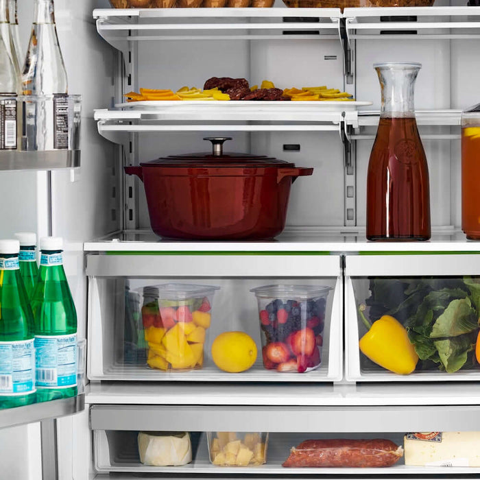 ZLINE Autograph Edition 36 in. 22.5 cu. ft. Counter-Depth French Door Refrigerator with Ice Maker in Fingerprint-Resistant Stainless Steel with Matte Black Modern Handles (RFMZ-36-FMB)
