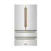 ZLINE Autograph Edition 36 in. 22.5 cu. ft. Counter-Depth French Door Refrigerator with Ice Maker in Fingerprint-Resistant Stainless Steel and Champagne Bronze Helix Handles (RFMZ-36-KCB)