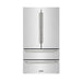 ZLINE Autograph Edition 36 in. 22.5 cu. ft. Counter-Depth French Door Refrigerator with Ice Maker in Fingerprint-Resistant Stainless Steel and Polished Nickel Helix Handles (RFMZ-36-KPN)