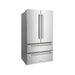 ZLINE Autograph Edition 36 in. 22.5 cu. ft. Counter-Depth French Door Refrigerator with Ice Maker in Fingerprint-Resistant Stainless Steel and Polished Nickel Helix Handles (RFMZ-36-KPN)