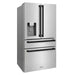 ZLINE Autograph Edition 36 in. 21.6 cu. ft. Counter-Depth French Door Refrigerator with Water and Ice Dispenser in Fingerprint-Resistant Stainless Steel with Matte Black Modern Handles (RFMZ-W-36-FMB)