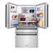 ZLINE Autograph Edition 36 in. 21.6 cu. ft. Counter-Depth French Door Refrigerator with Water and Ice Dispenser in Fingerprint-Resistant Stainless Steel with Matte Black Traditional Handles (RFMZ-W-36-MB)