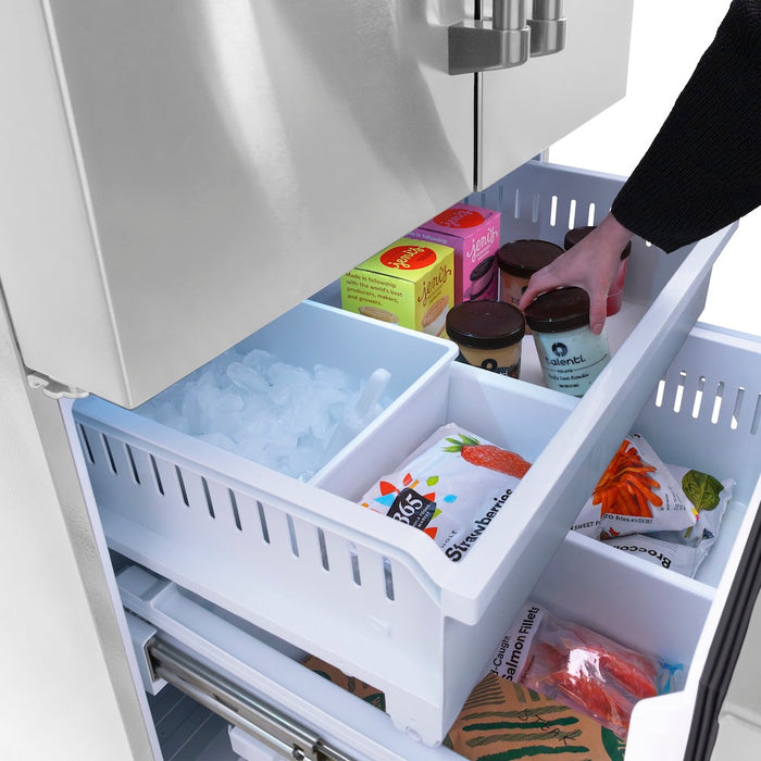 ZLINE 36 in. 28.9 cu. ft. Standard-Depth French Door External Water Dispenser Refrigerator with Dual Ice Maker in Fingerprint-Resistant Stainless Steel (RSM-W-36)