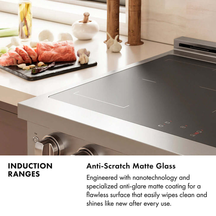 ZLINE 36 in. 5.2 cu. ft. Paramount Induction Range with 5 Element Cooktop and Electric Convection Oven in Stainless Steel with White Matte Door (SINR-WM-36)