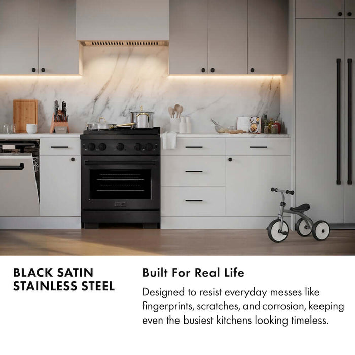 ZLINE 36 in. 5.2 cu. ft. Paramount Dual Fuel Range with 6 Burner DuoPro™ Cooktop and Electric Convection Oven in Black Satin Stainless Steel (PSDRBS-36)