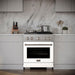 ZLINE 30 in. 4.2 cu. ft. Paramount Gas Range with 4 Burner DuoPro™ Cooktop and Convection Gas Oven with White Matte Door (PSGR-WM-30)