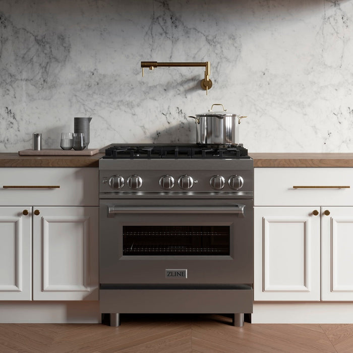 ZLINE 30 in. 4.0 cu. ft. Legacy Dual Fuel Range with 4 Burner Gas Cooktop and Electric Convection Oven in Stainless Steel (RA30)