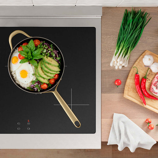 ZLINE Autograph Edition 30 in. 4.2 cu. ft. Paramount Induction Range with 4 Element Cooktop and Electric Convection Oven in Stainless Steel with White Matte Door and Champagne Bronze Accents (SINRZ-WM-30-CB)