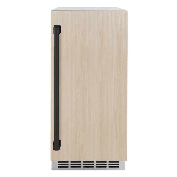ZLINE Autograph Edition 15 in. Touchstone Clear Cube Ice Maker with Drain Pump and Panel Ready Door with Matte Black Handle (ICCDPZ-15-MB)