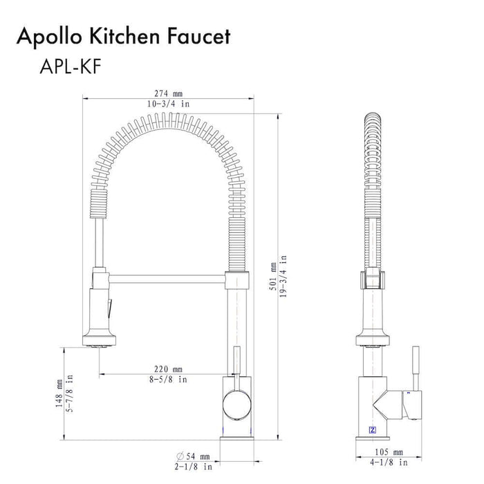 ZLINE Apollo Kitchen Faucet in Polished Gold (APL-KF-PG)