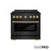 ZLINE Autograph Edition 36 in. 5.2 cu. ft. Paramount Dual Fuel Range with 6 Burner DuoPro™ Cooktop and Electric Convection Oven in Black Stainless Steel and Polished Gold Accents (PSDRBZ-36-G)