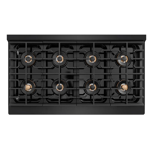 ZLINE Autograph Edition 48 in. 6.7 cu. ft. Paramount Dual Fuel Range with 8 Burner DuoPro™ Cooktop and Dual Ovens in Black Stainless Steel and Champagne Bronze Accents (PSDRBZ-48-CB)