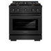 ZLINE 30 in. 4.2 cu. ft. Paramount Dual Fuel Range with Gas Cooktop and Electric Convection Oven in Black Stainless Steel with 4 Brass Burners (SDRB-BR-30)