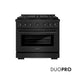 ZLINE 36 in. 5.2 cu. ft. Paramount Gas Range with 6 Burner DuoPro™ Cooktop and Convection Gas Oven in Black Stainless Steel (PSGRB-36)