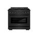 ZLINE 36 in. 5.2 cu. ft. Paramount Gas Range with 6 Burner DuoPro™ Cooktop and Convection Gas Oven in Black Stainless Steel (PSGRB-36)