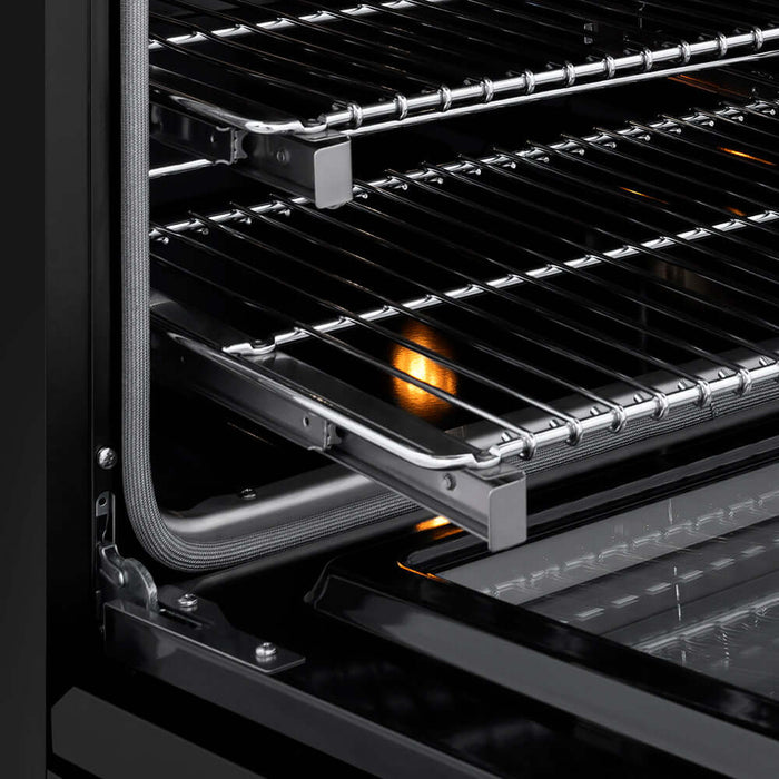 ZLINE Autograph Edition 36 in. 5.2 cu. ft. Paramount Induction Range with 5 Element Cooktop and Electric Convection Oven in Black Stainless Steel with Champagne Bronze Helix Handle and Knob Accents (SINRBZ-36-KCB)
