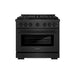 ZLINE 36 in. 5.2 cu. ft. Paramount Dual Fuel Range with 6 Burner Gas Cooktop and Electric Convection Oven in Black Satin Stainless Steel (SDRBS-36)