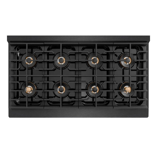 ZLINE Autograph Edition 48 in. 6.7 cu. ft. Paramount Dual Fuel Range with 8 Burner DuoPro™ Cooktop and Dual Ovens in Black Satin Stainless Steel and Polished Gold Accents (PSDRBSZ-48-G)
