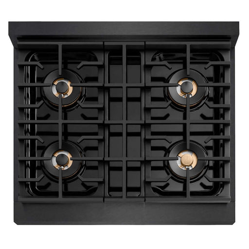 ZLINE 30 in. 4.2 cu. ft. Paramount Dual Fuel Range with 4 Burner DuoPro™ Cooktop and Electric Convection Oven in Black Satin Stainless Steel (PSDRBS-30)